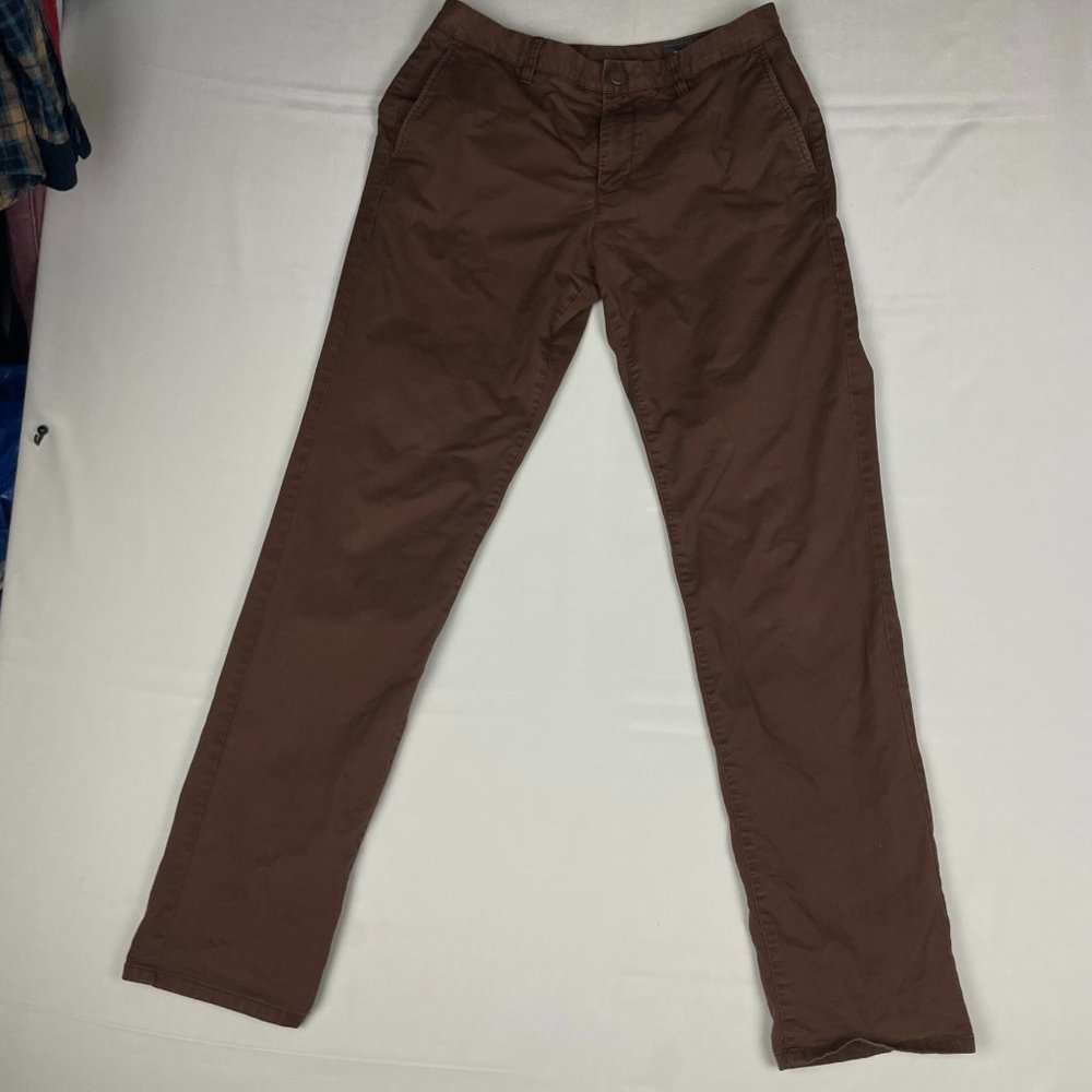 BONOBOS Pants Straight Leg Brown Maroon Flat Front Casual Mens 33x44 10inch Rise